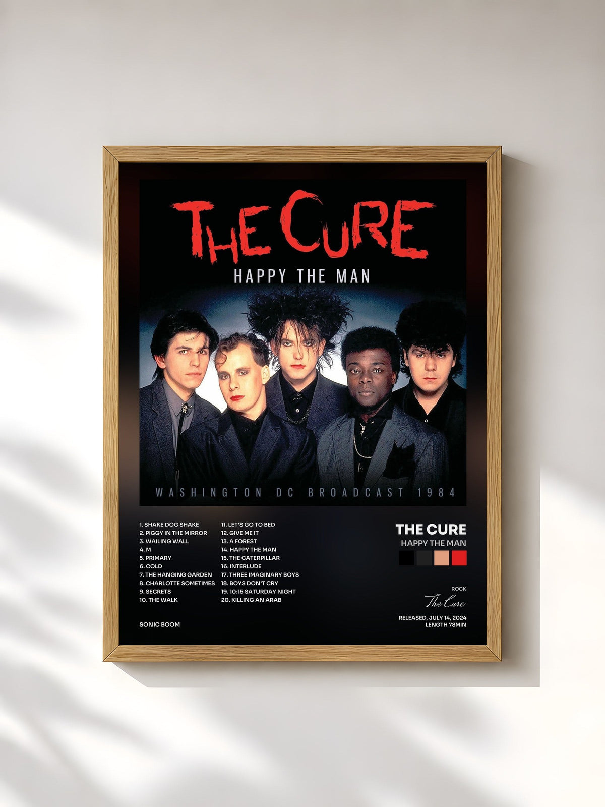 #bois Tableau de l'album Happy The Man de The Cure, cadre en bois brut, imprimé et encadré en France