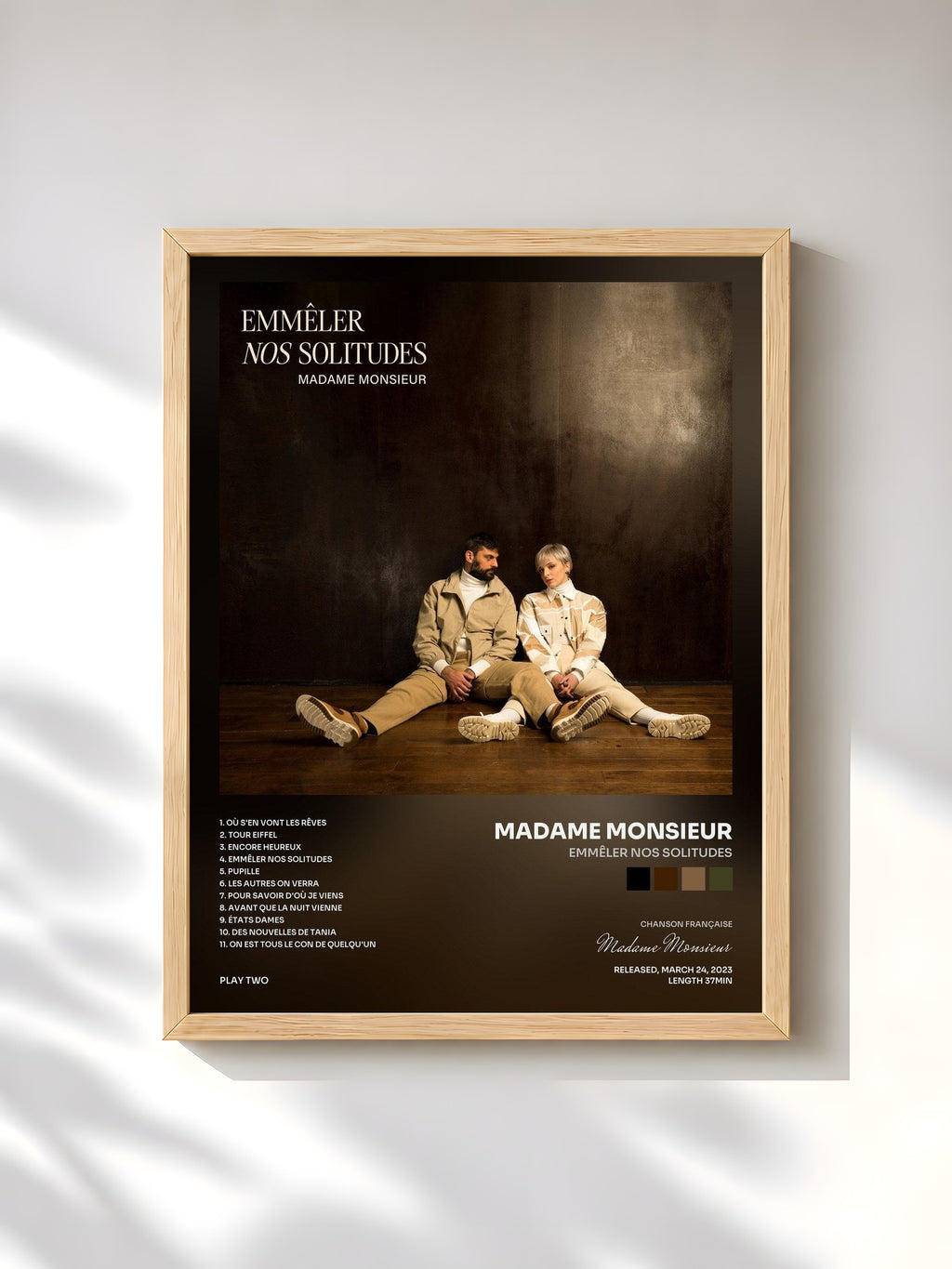 #bois Tableau de l'album Emmêler nos solitudes de Madame Monsieur, cadre en bois brut, imprimé et encadré en France