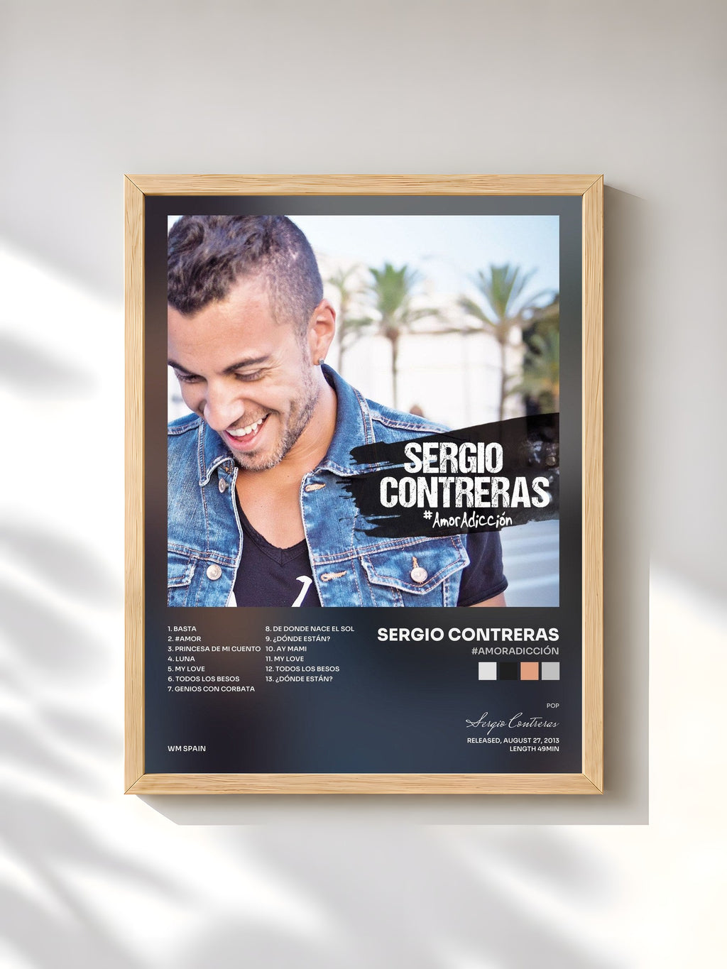 #bois Tableau de l'album #AmorAdicción de Sergio Contreras, cadre en bois brut, imprimé et encadré en France