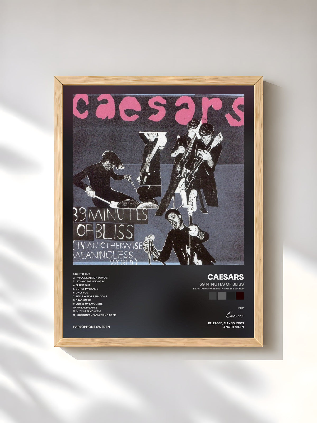 #bois Tableau de l'album 39 Minutes Of Bliss (In An Otherwise Meaningless World) de Caesars, cadre en bois brut, imprimé et encadré en France