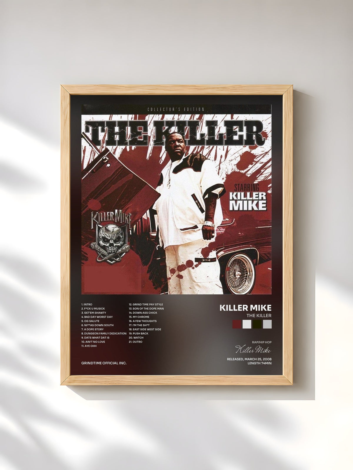 #bois Tableau de l'album The Killer de Killer Mike, cadre en bois brut, imprimé et encadré en France
