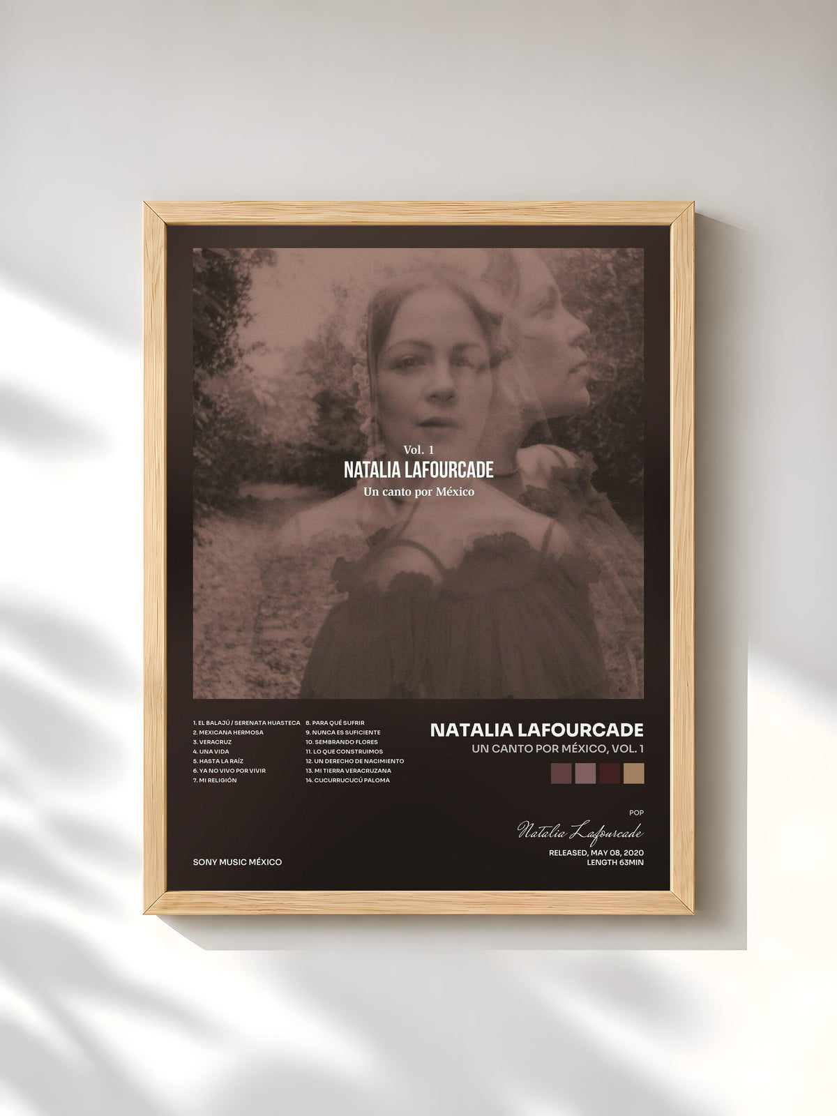 #bois Tableau de l'album Un Canto por México, Vol. 1 de Natalia Lafourcade, cadre en bois brut, imprimé et encadré en France