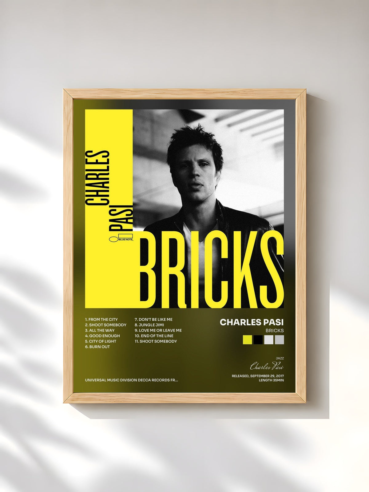 #bois Tableau de l'album Bricks de Charles Pasi, cadre en bois brut, imprimé et encadré en France