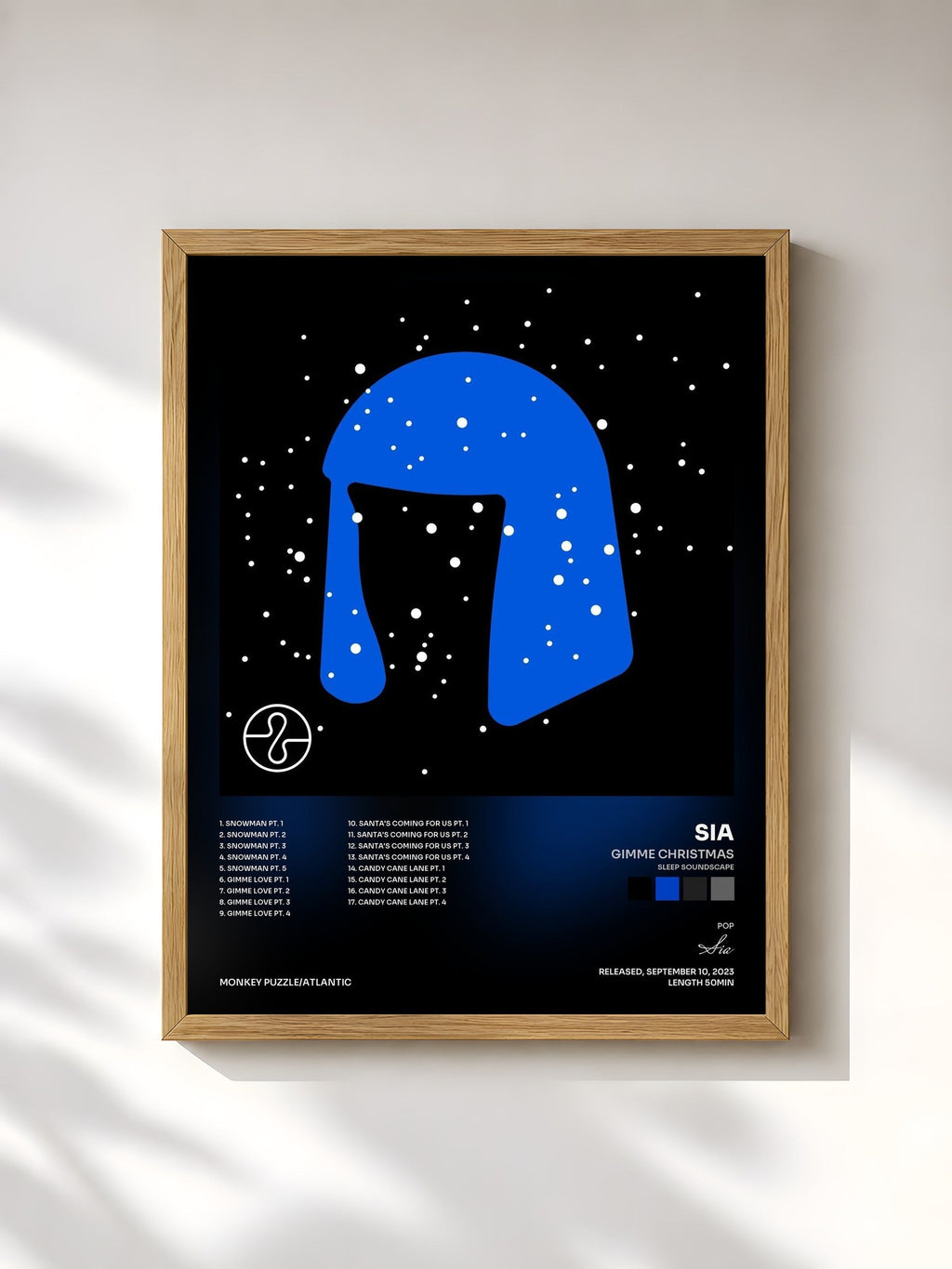 #bois Tableau de l'album Gimme Christmas (Sleep Soundscape) de Sia, cadre en bois brut, imprimé et encadré en France