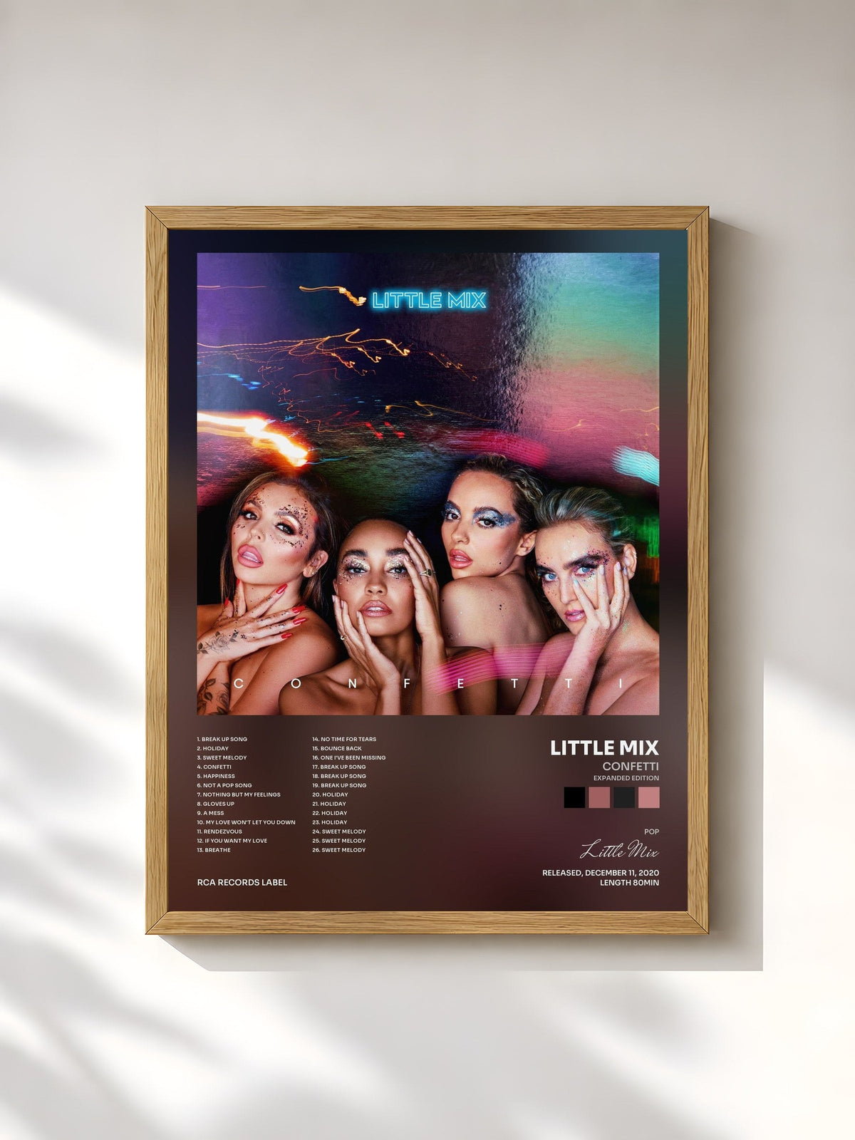 #bois Tableau de l'album Confetti (Expanded Edition) de Little Mix, cadre en bois brut, imprimé et encadré en France