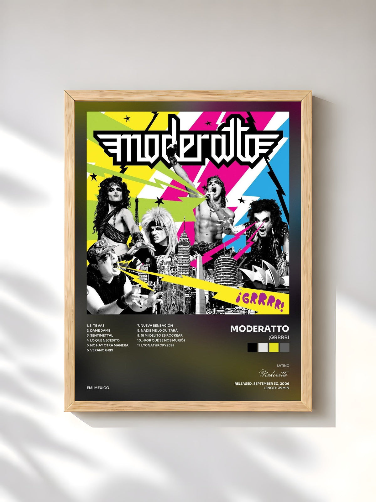 #bois Tableau de l'album ¡GRRRR! de Moderatto, cadre en bois brut, imprimé et encadré en France