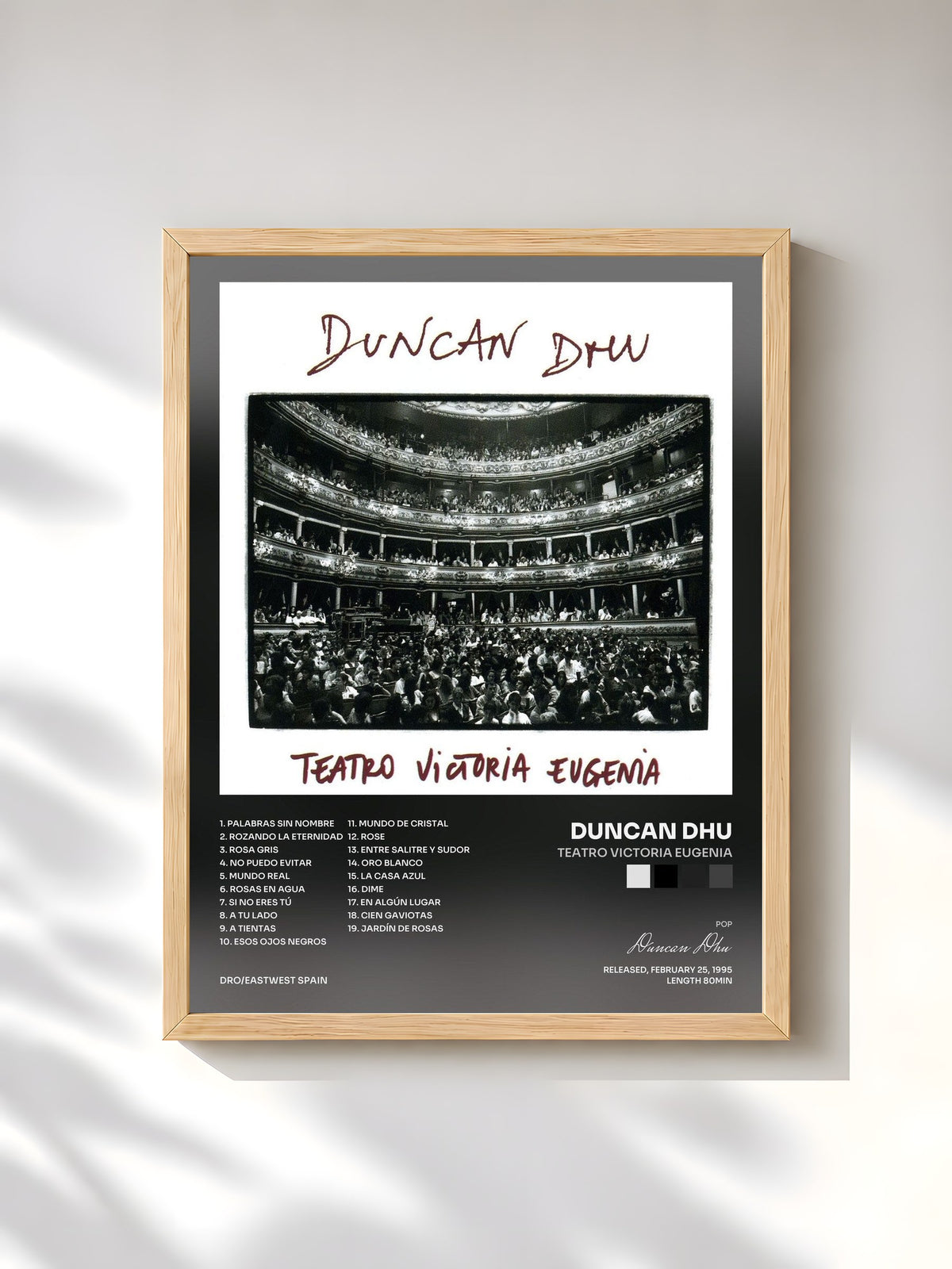 #bois Tableau de l'album Teatro Victoria Eugenia de Duncan Dhu, cadre en bois brut, imprimé et encadré en France