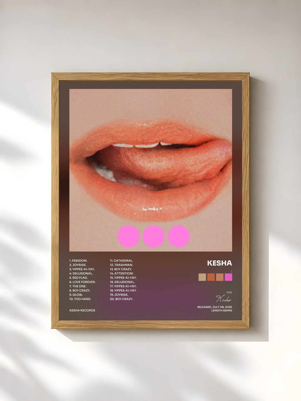 #bois Tableau de l'album . (...) de Kesha, cadre en bois brut, imprimé et encadré en France
