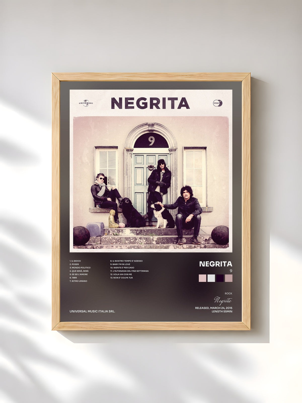 #bois Tableau de l'album 9 de Negrita, cadre en bois brut, imprimé et encadré en France