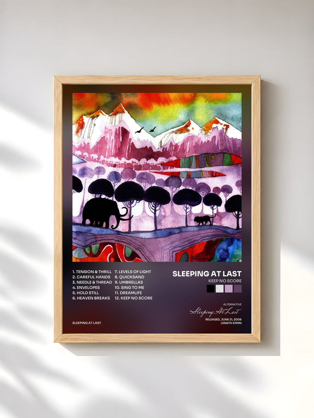 #bois Tableau de l'album Keep No Score de Sleeping At Last, cadre en bois brut, imprimé et encadré en France