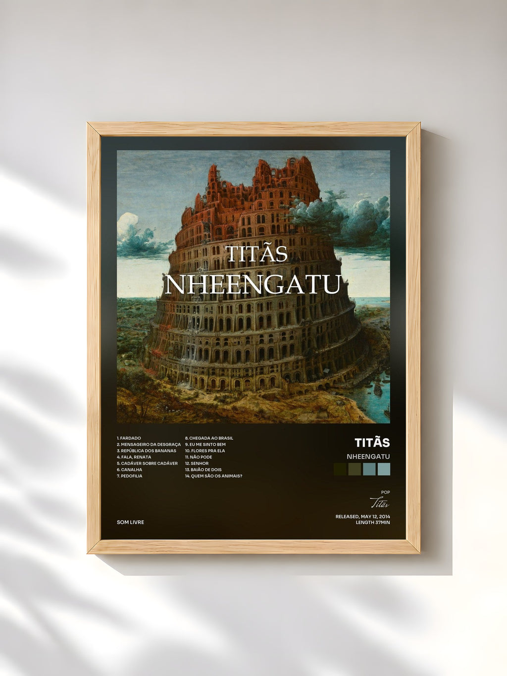 #bois Tableau de l'album Nheengatu de Titãs, cadre en bois brut, imprimé et encadré en France