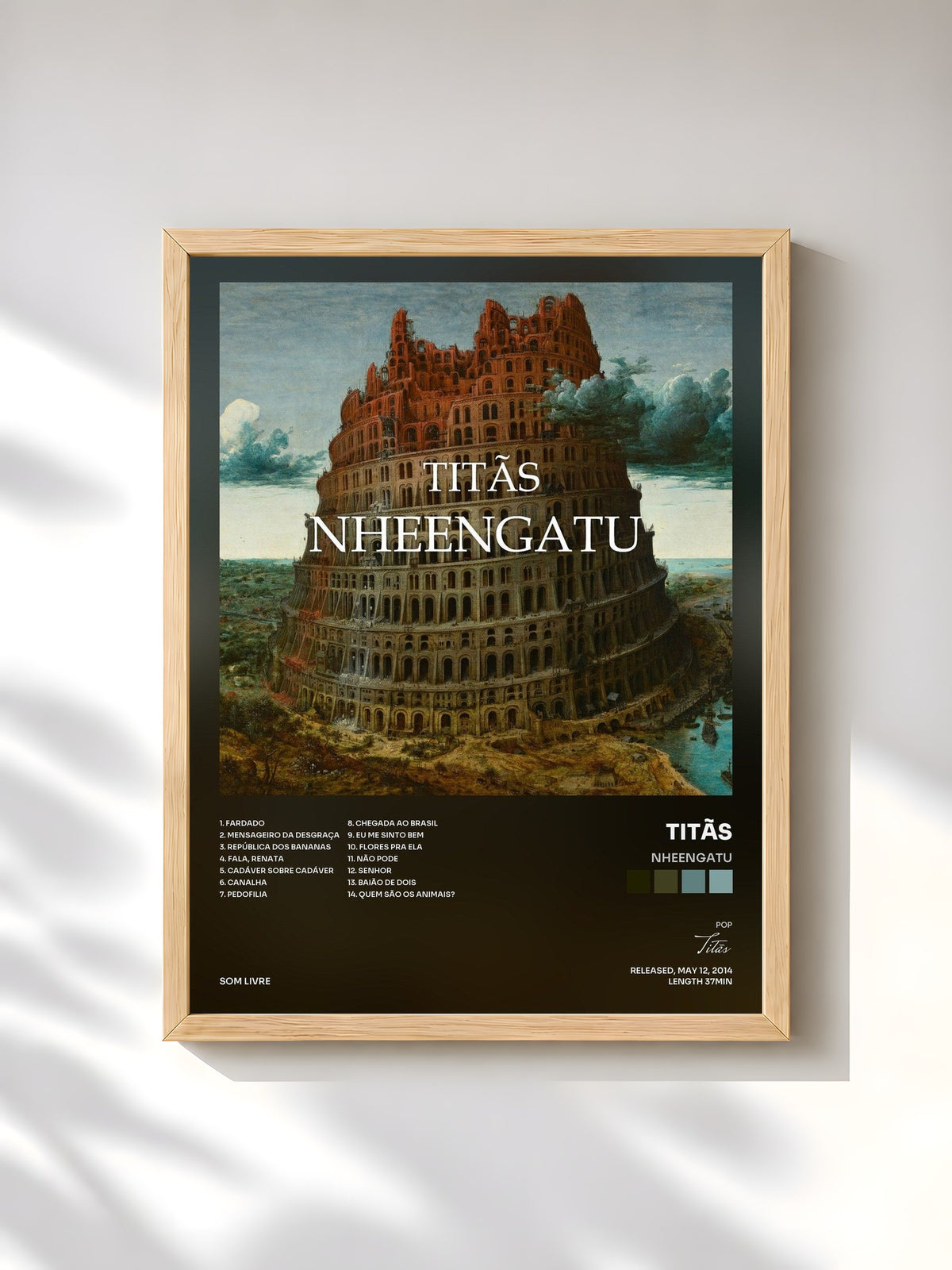 #bois Tableau de l'album Nheengatu de Titãs, cadre en bois brut, imprimé et encadré en France