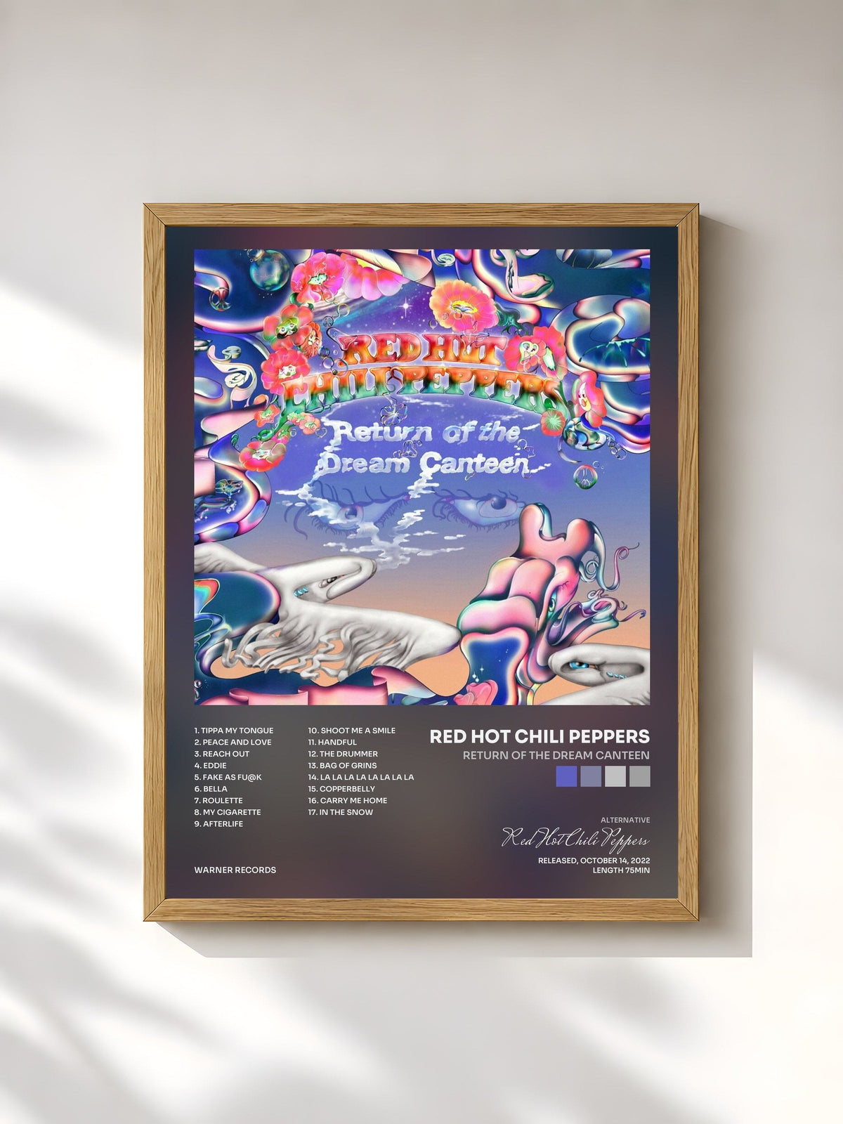 #bois Tableau de l'album Return of the Dream Canteen de Red Hot Chili Peppers, cadre en bois brut, imprimé et encadré en France
