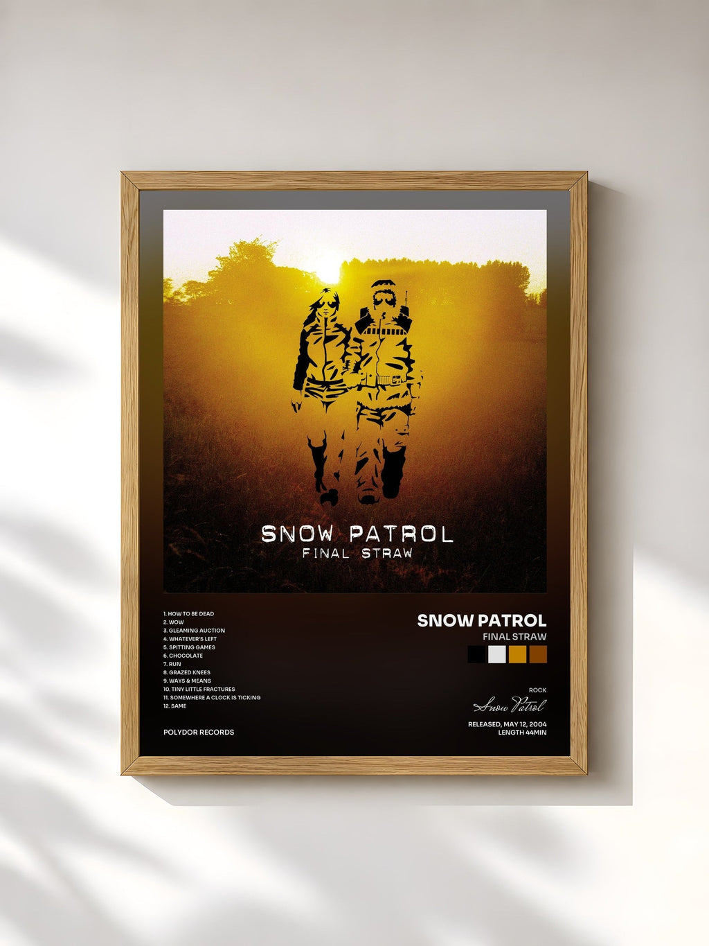 #bois Tableau de l'album Final Straw de Snow Patrol, cadre en bois brut, imprimé et encadré en France