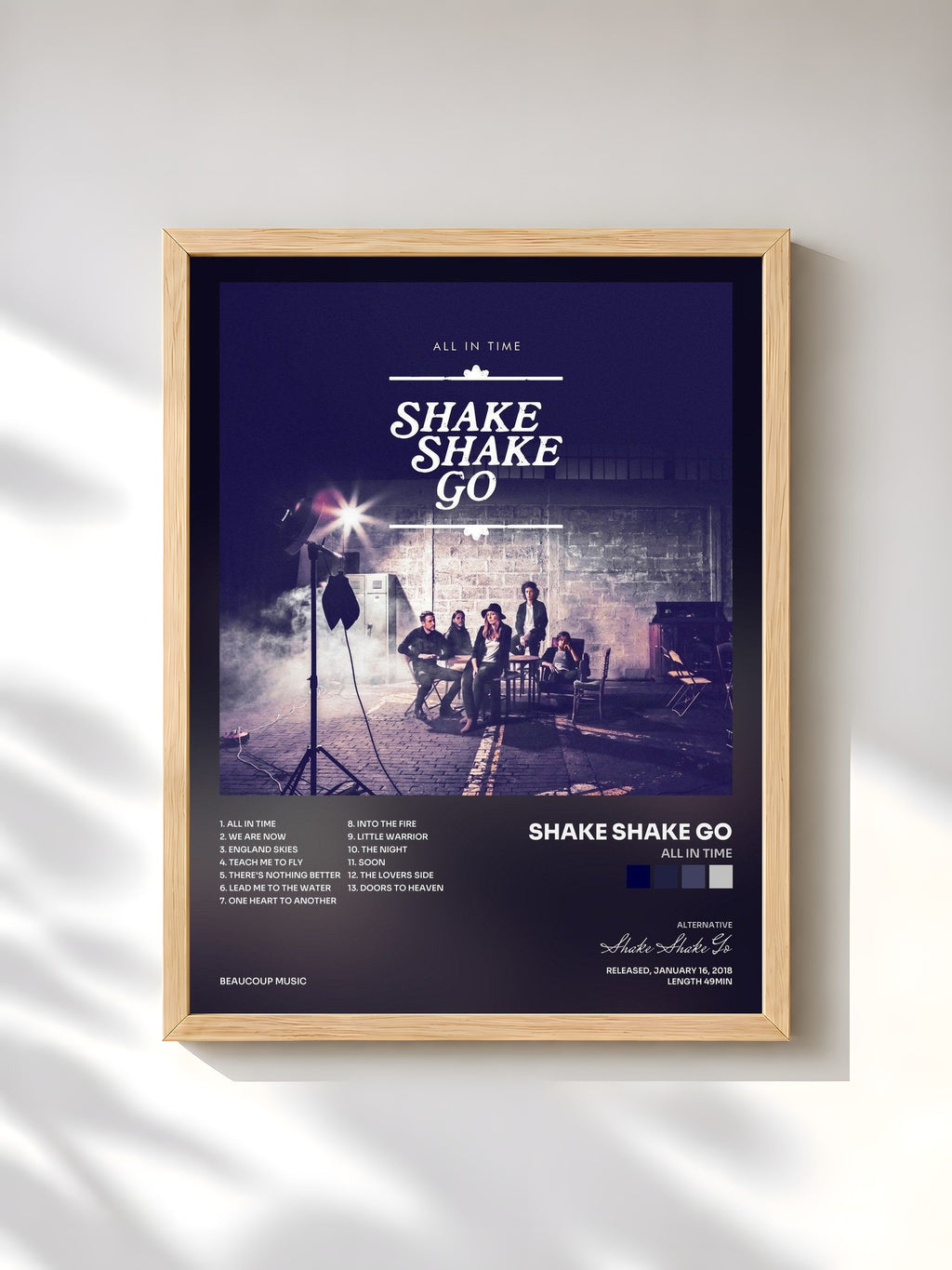 #bois Tableau de l'album All in Time de Shake Shake Go, cadre en bois brut, imprimé et encadré en France