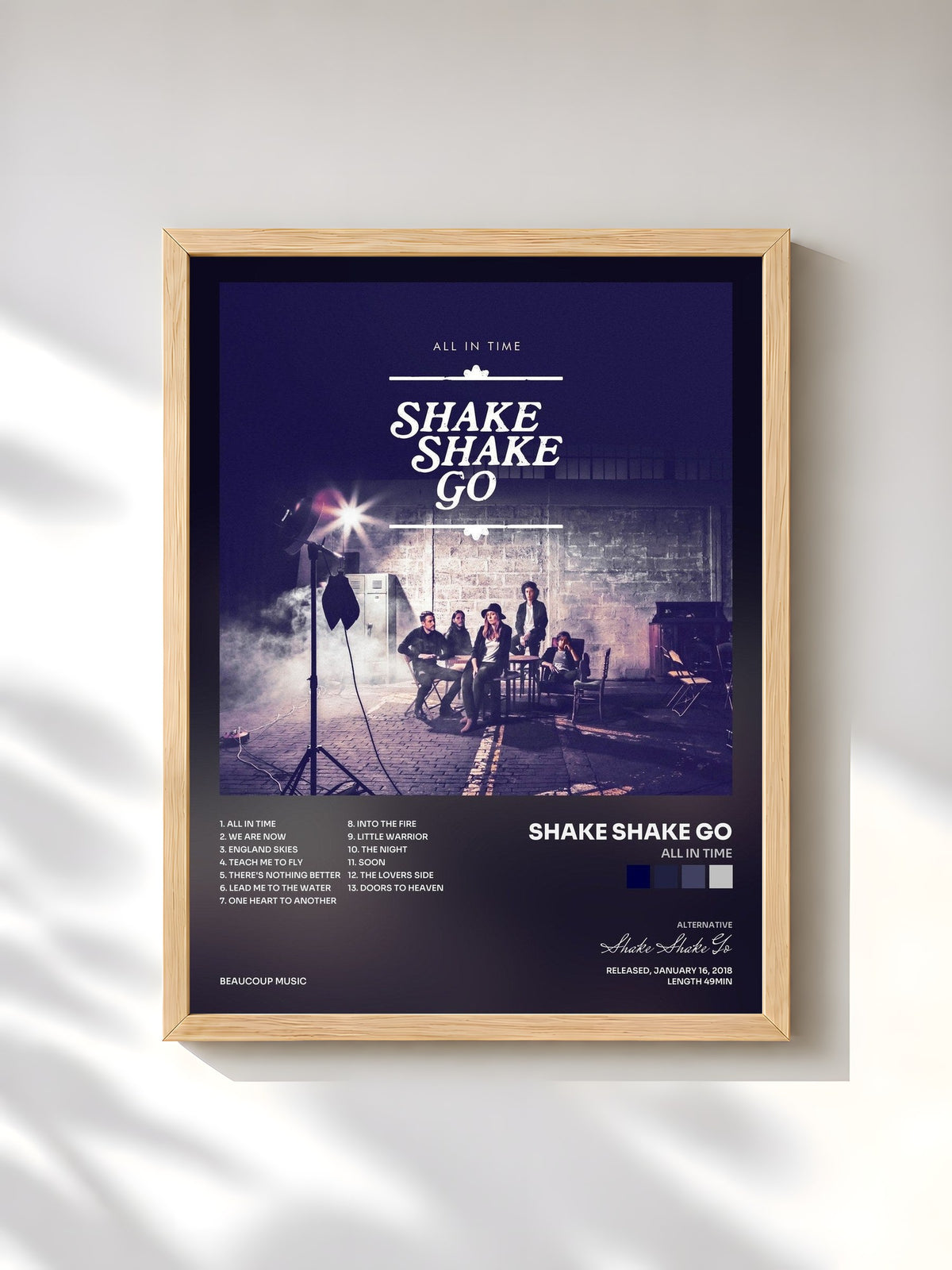 #bois Tableau de l'album All in Time de Shake Shake Go, cadre en bois brut, imprimé et encadré en France