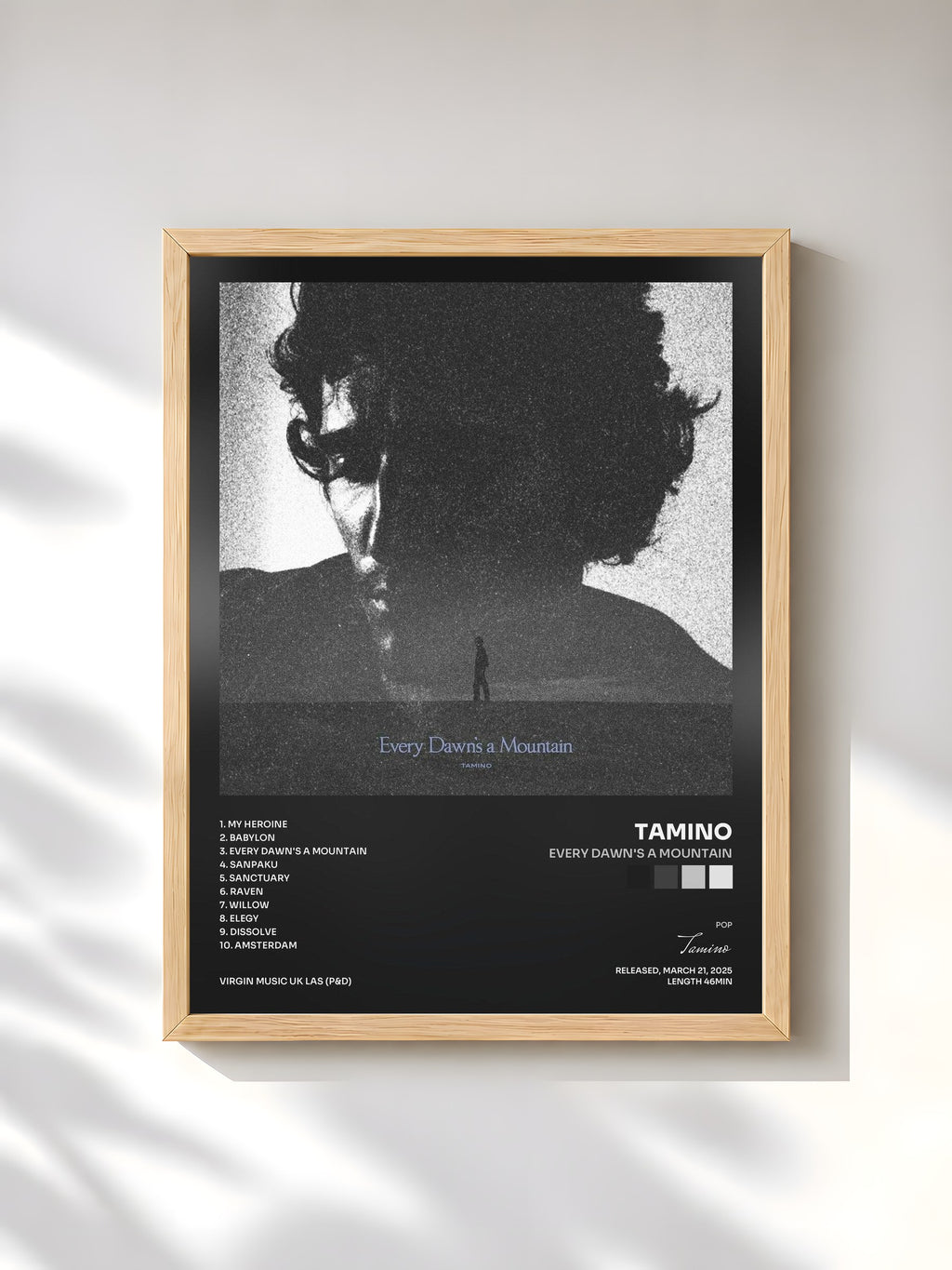 #bois Tableau de l'album Every Dawn's a Mountain de Tamino, cadre en bois brut, imprimé et encadré en France