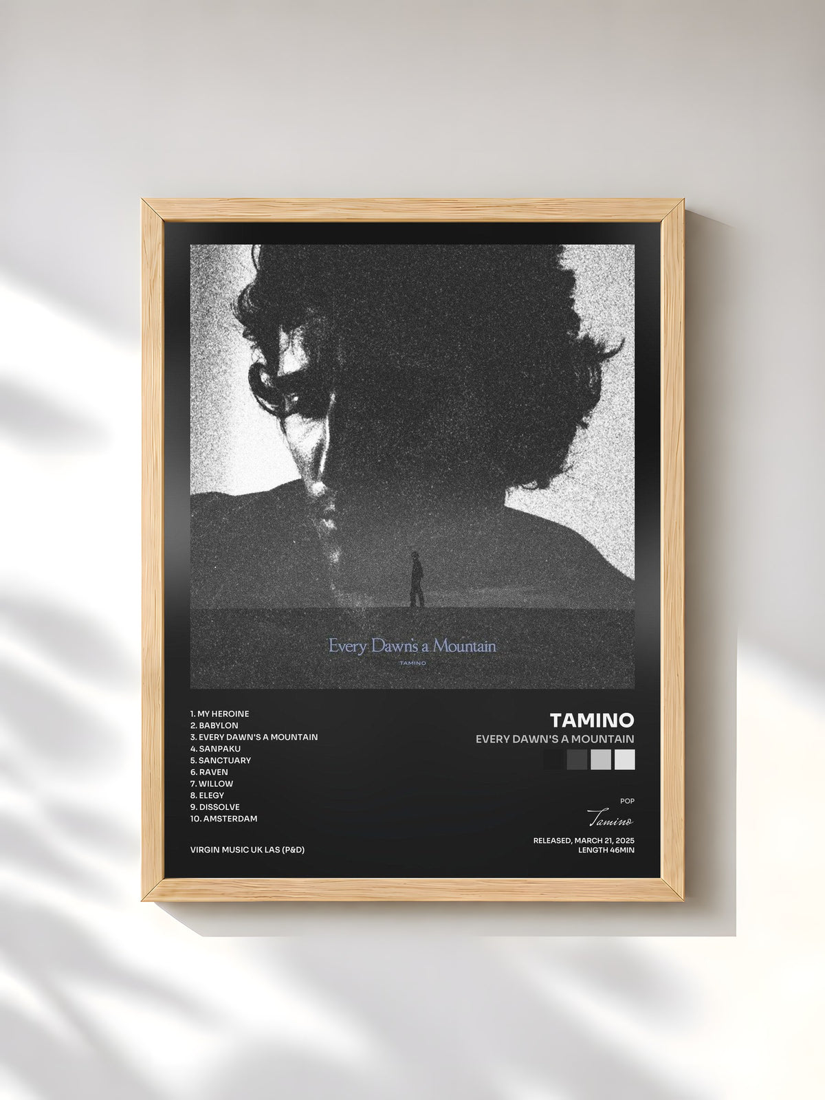 #bois Tableau de l'album Every Dawn's a Mountain de Tamino, cadre en bois brut, imprimé et encadré en France