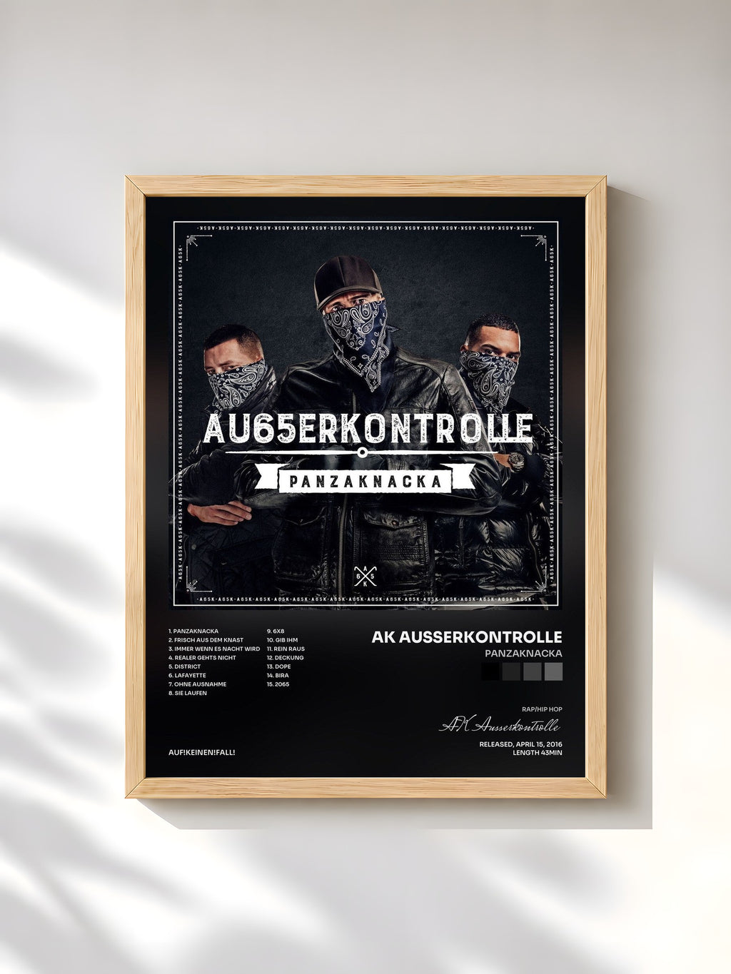 #bois Tableau de l'album Panzaknacka de AK Ausserkontrolle, cadre en bois brut, imprimé et encadré en France