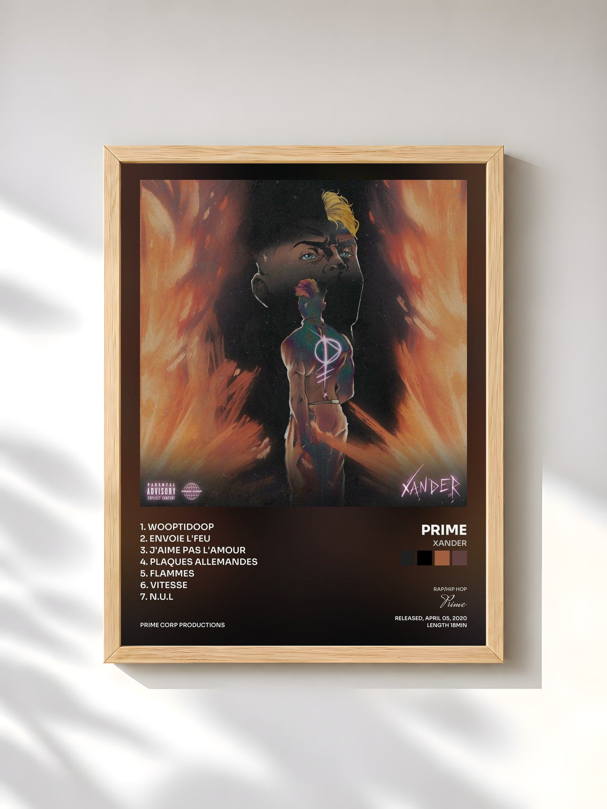 #bois Tableau de l'album Xander de Prime, cadre en bois brut, imprimé et encadré en France