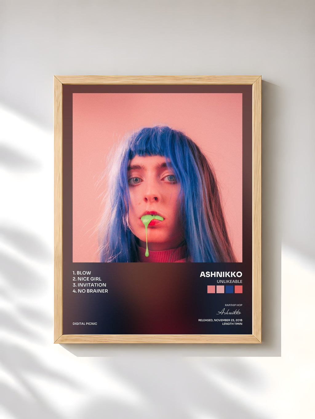 #bois Tableau de l'album Unlikeable de Ashnikko, cadre en bois brut, imprimé et encadré en France