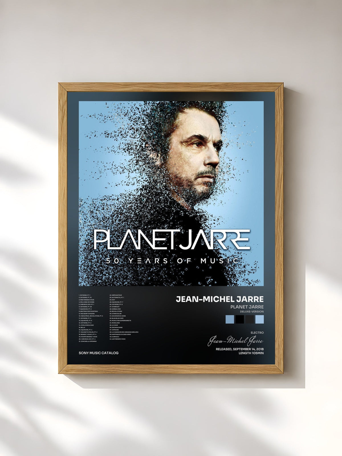 #bois Tableau de l'album Planet Jarre (Deluxe-Version) de Jean-Michel Jarre, cadre en bois brut, imprimé et encadré en France