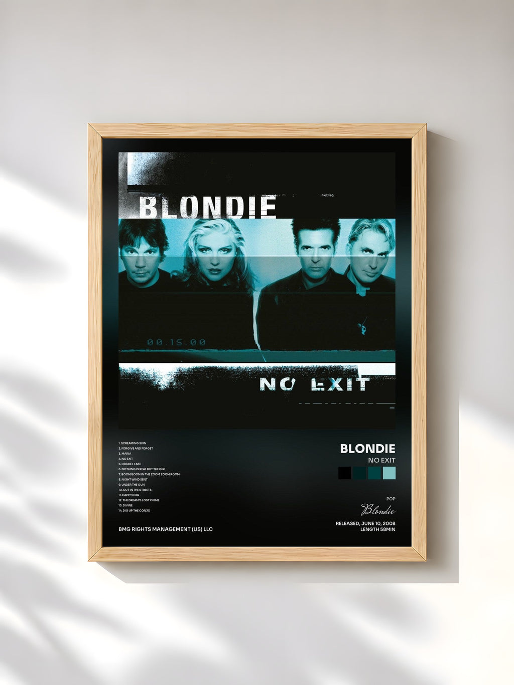 #bois Tableau de l'album No Exit de Blondie, cadre en bois brut, imprimé et encadré en France