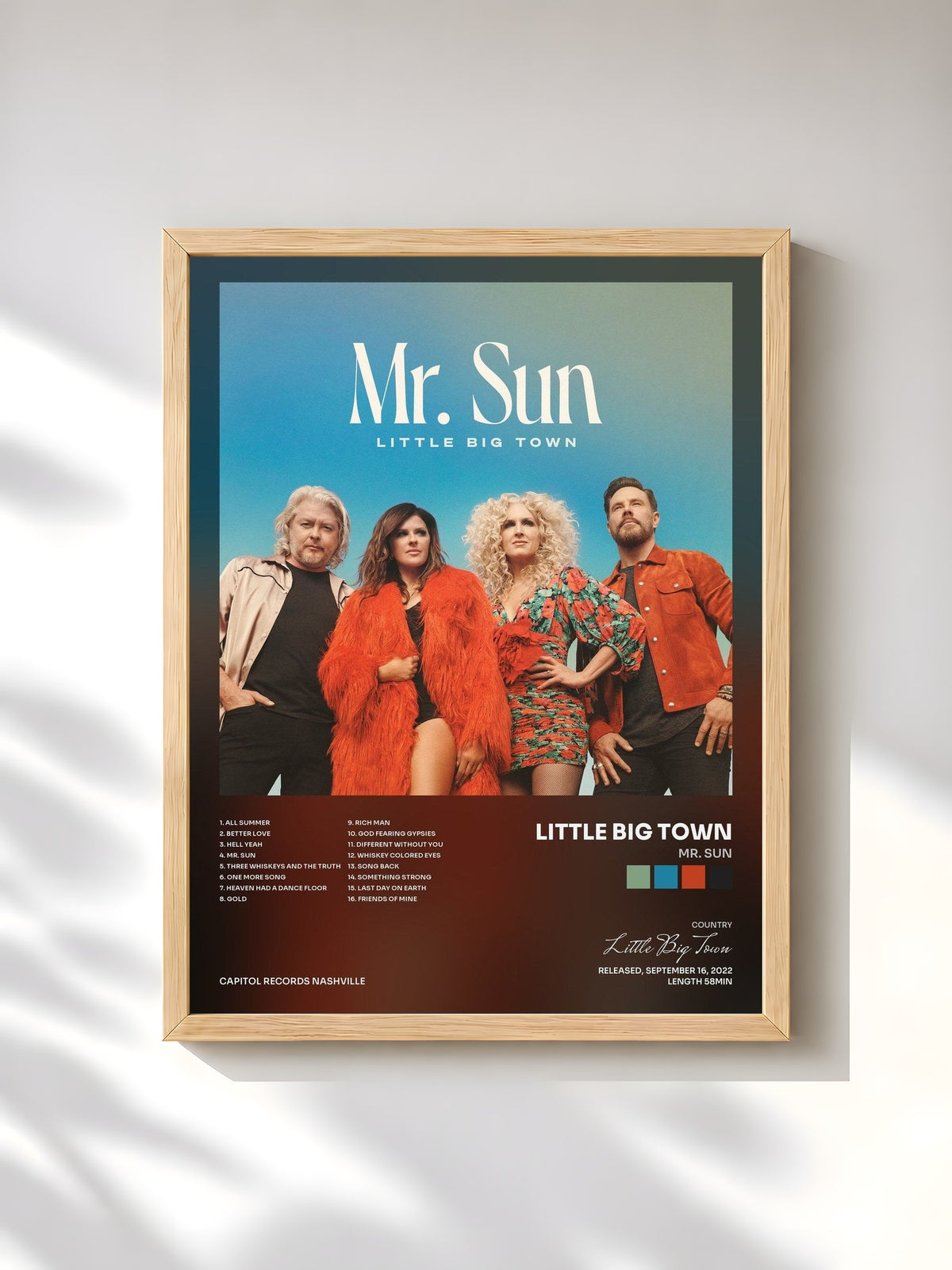 #bois Tableau de l'album Mr. Sun de Little Big Town, cadre en bois brut, imprimé et encadré en France