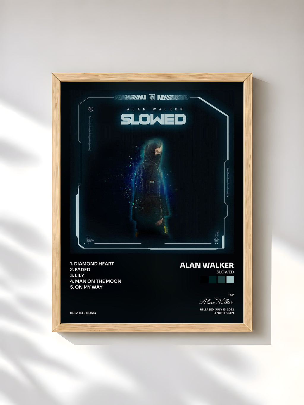 #bois Tableau de l'album Slowed de Alan Walker, cadre en bois brut, imprimé et encadré en France