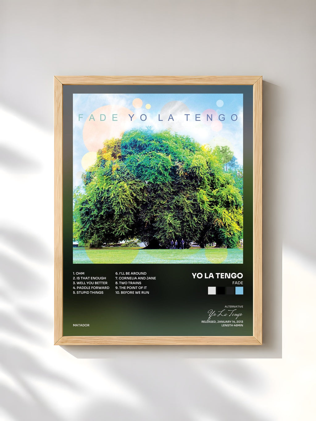 #bois Tableau de l'album Fade de Yo La Tengo, cadre en bois brut, imprimé et encadré en France