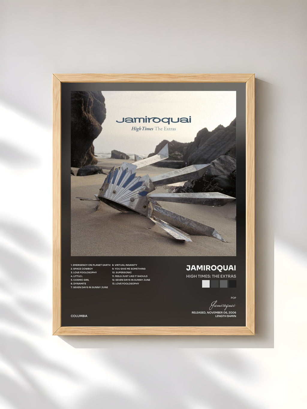 #bois Tableau de l'album High Times: The Extras de Jamiroquai, cadre en bois brut, imprimé et encadré en France