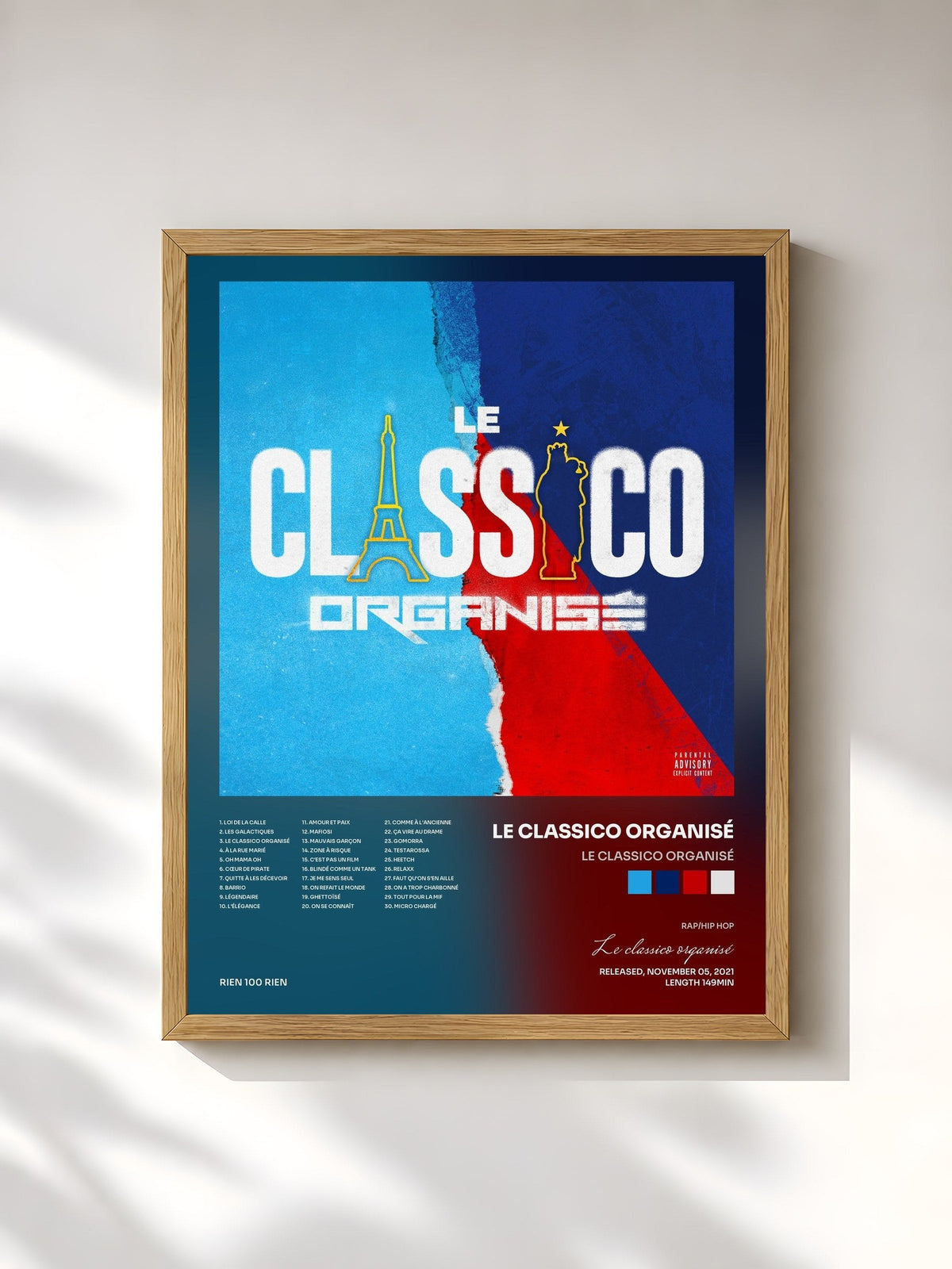 #bois Tableau de l'album Le classico organisé de Le classico organisé, cadre en bois brut, imprimé et encadré en France