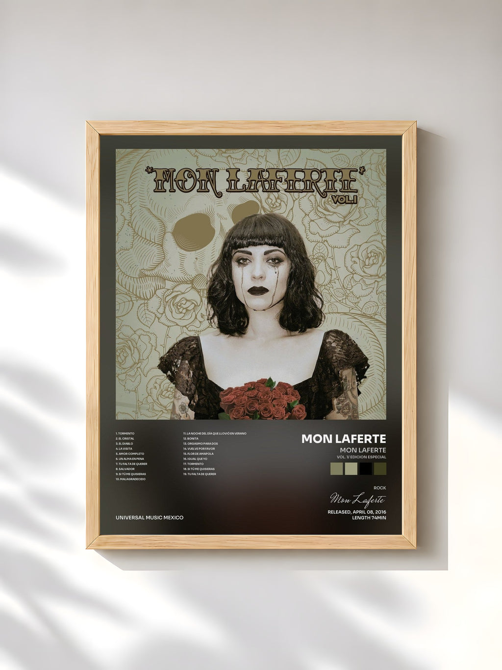 #bois Tableau de l'album Mon Laferte (Vol. 1/ Edicion Especial) de Mon Laferte, cadre en bois brut, imprimé et encadré en France
