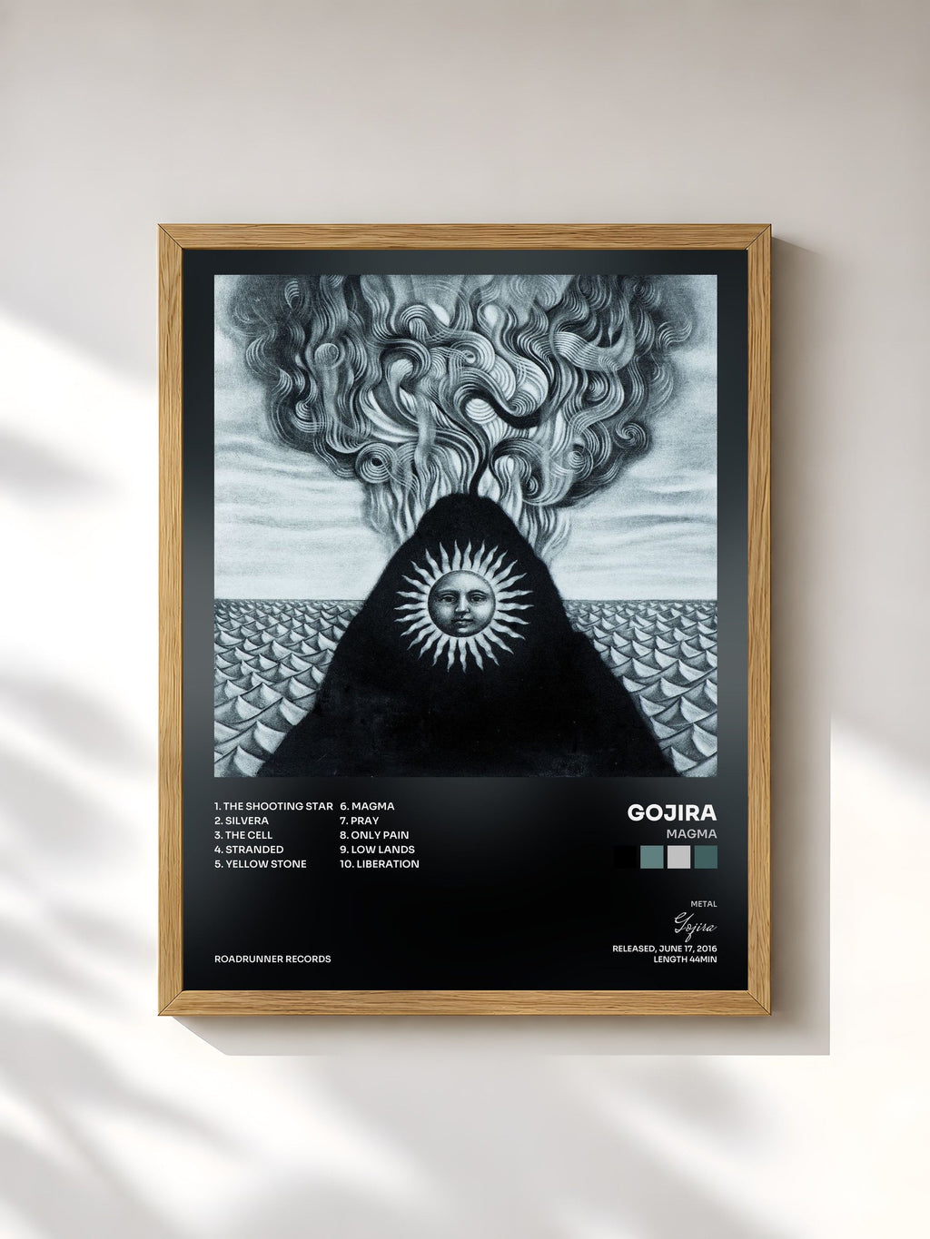 #bois Tableau de l'album Magma de Gojira, cadre en bois brut, imprimé et encadré en France