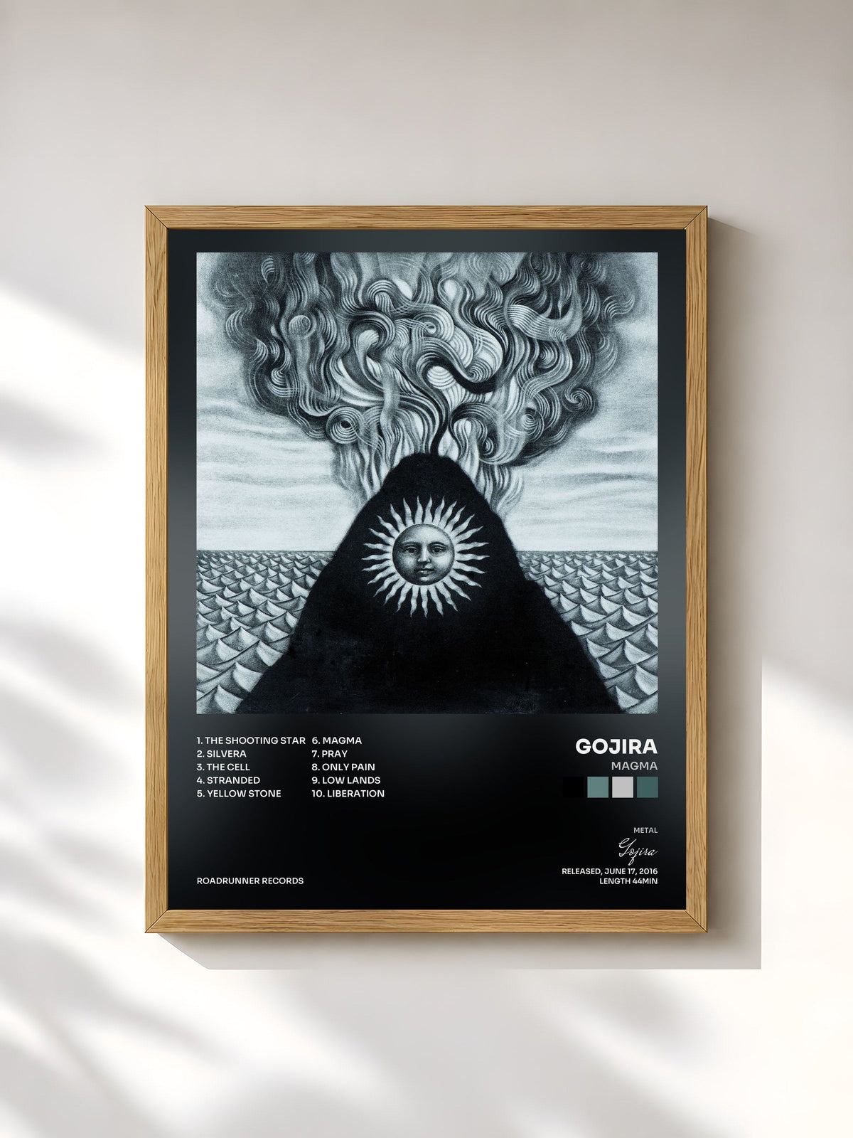 #bois Tableau de l'album Magma de Gojira, cadre en bois brut, imprimé et encadré en France