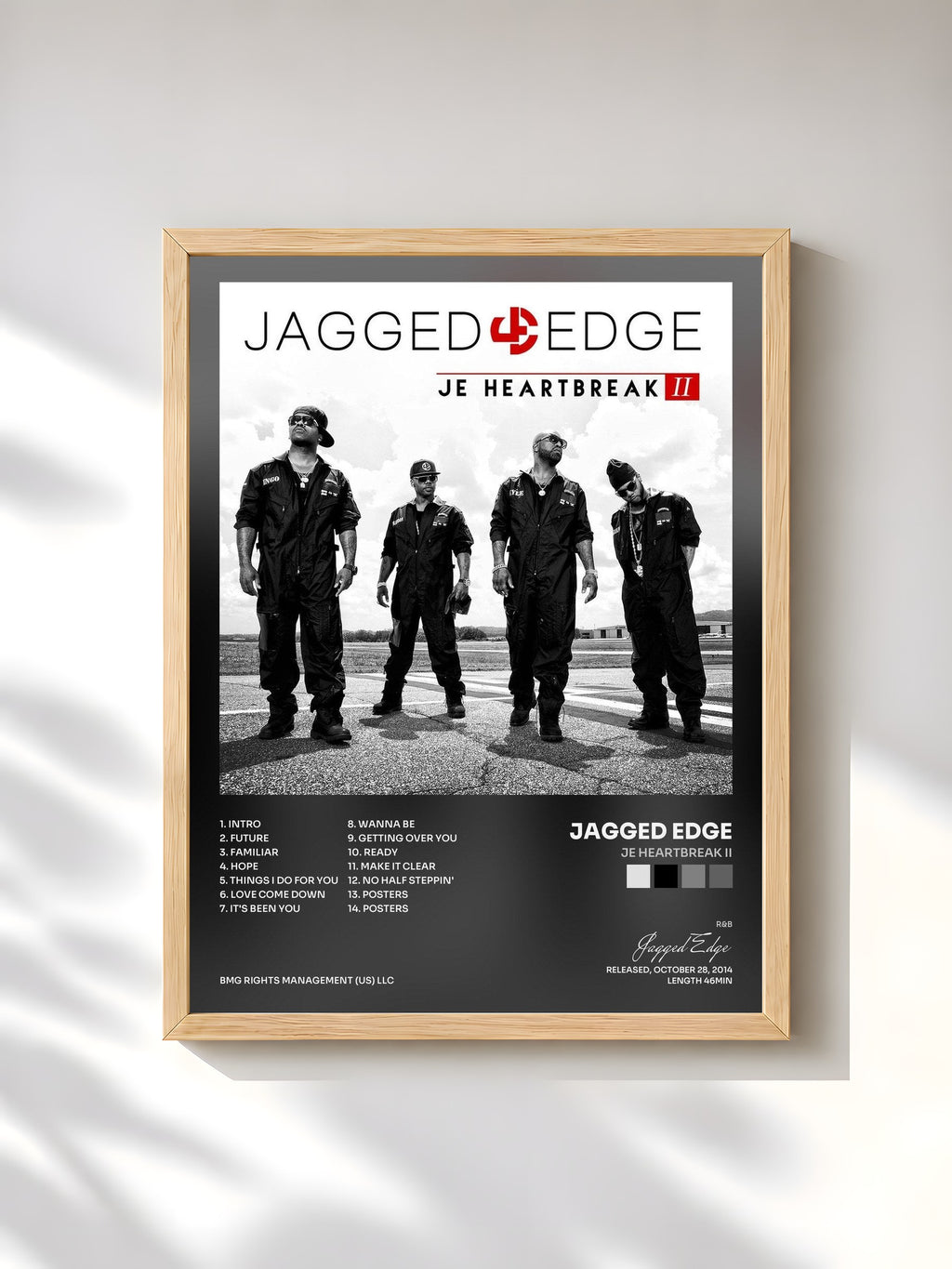 #bois Tableau de l'album JE Heartbreak II de Jagged Edge, cadre en bois brut, imprimé et encadré en France