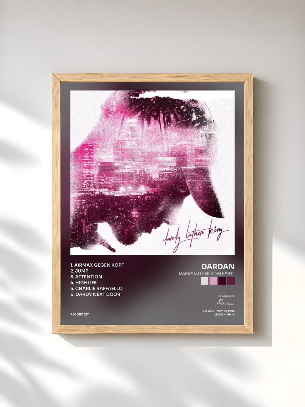 #bois Tableau de l'album Dardy Luther King Part I de Dardan, cadre en bois brut, imprimé et encadré en France