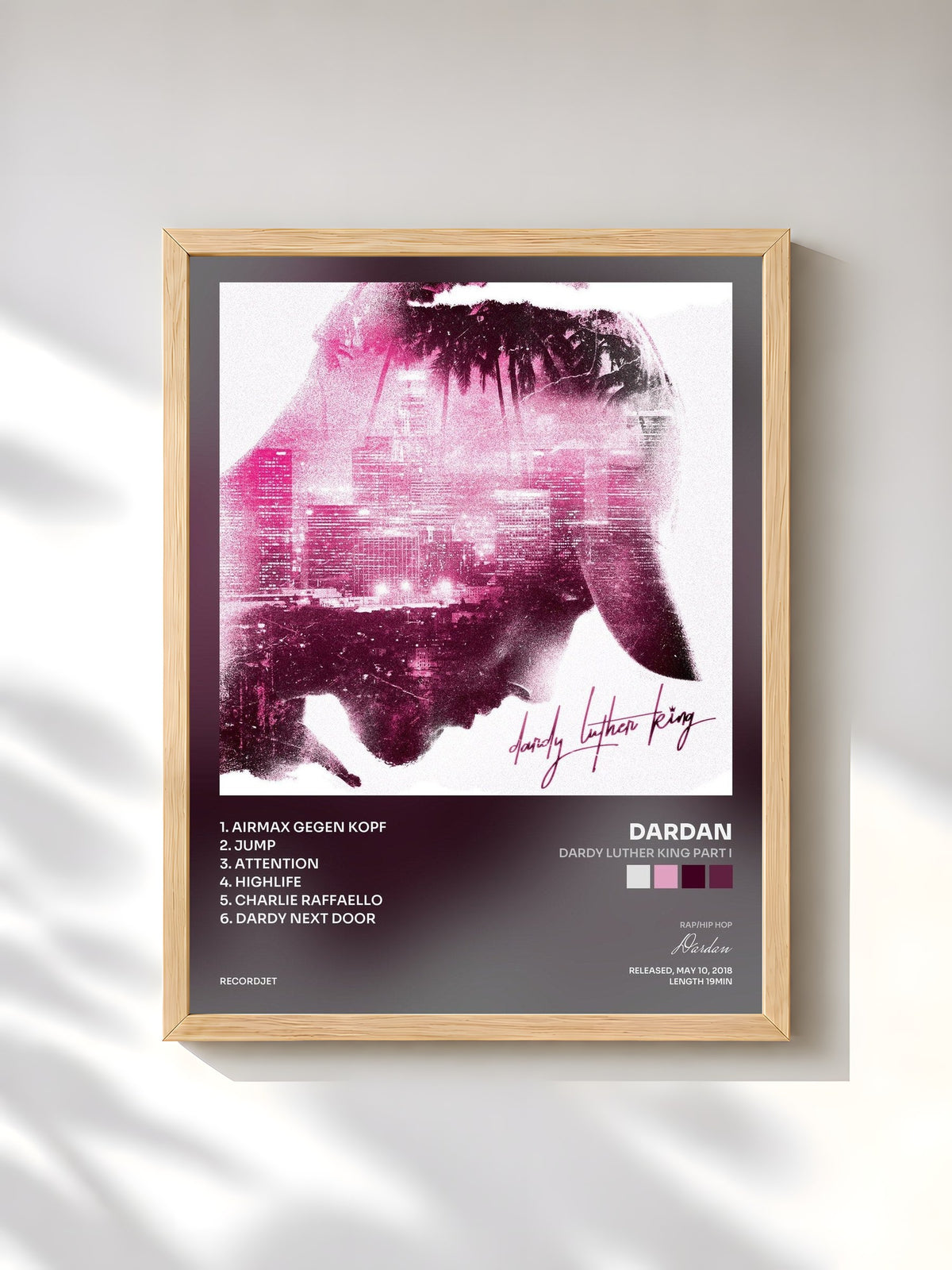 #bois Tableau de l'album Dardy Luther King Part I de Dardan, cadre en bois brut, imprimé et encadré en France