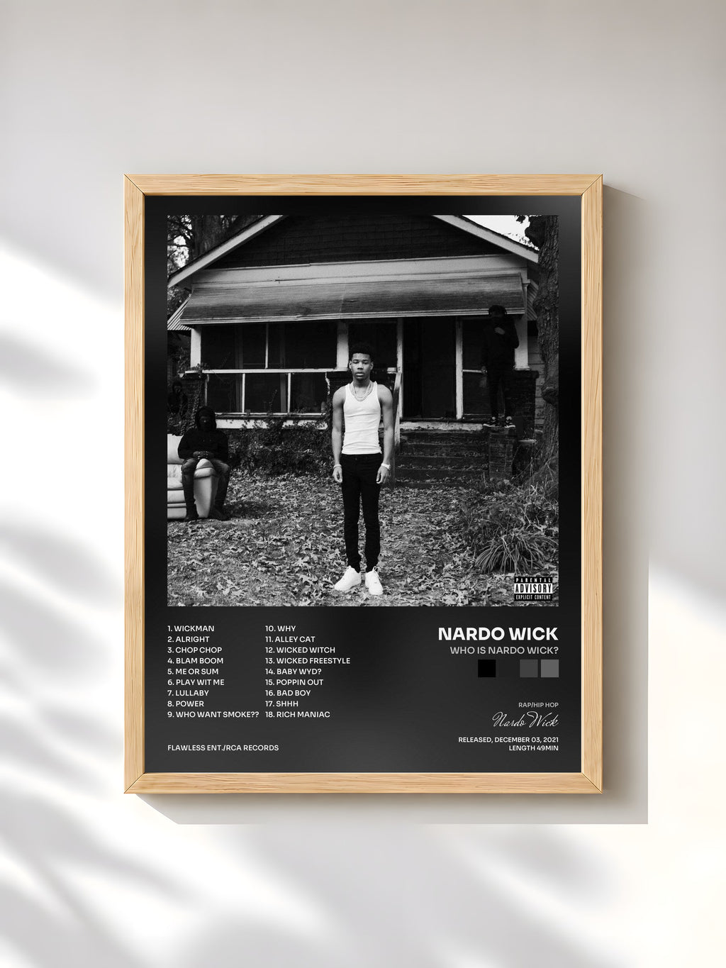 #bois Tableau de l'album Who is Nardo Wick? de Nardo Wick, cadre en bois brut, imprimé et encadré en France