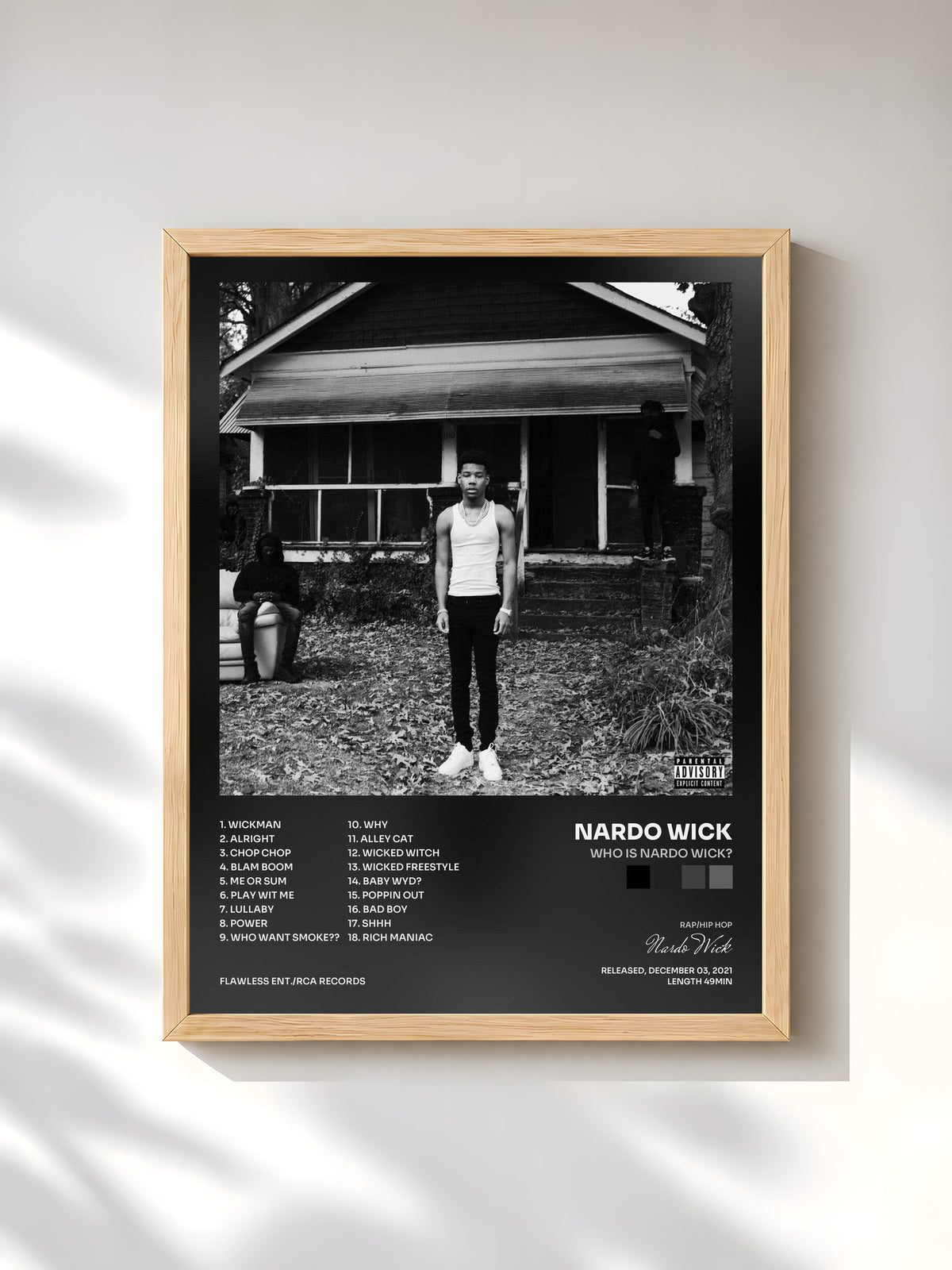 #bois Tableau de l'album Who is Nardo Wick? de Nardo Wick, cadre en bois brut, imprimé et encadré en France