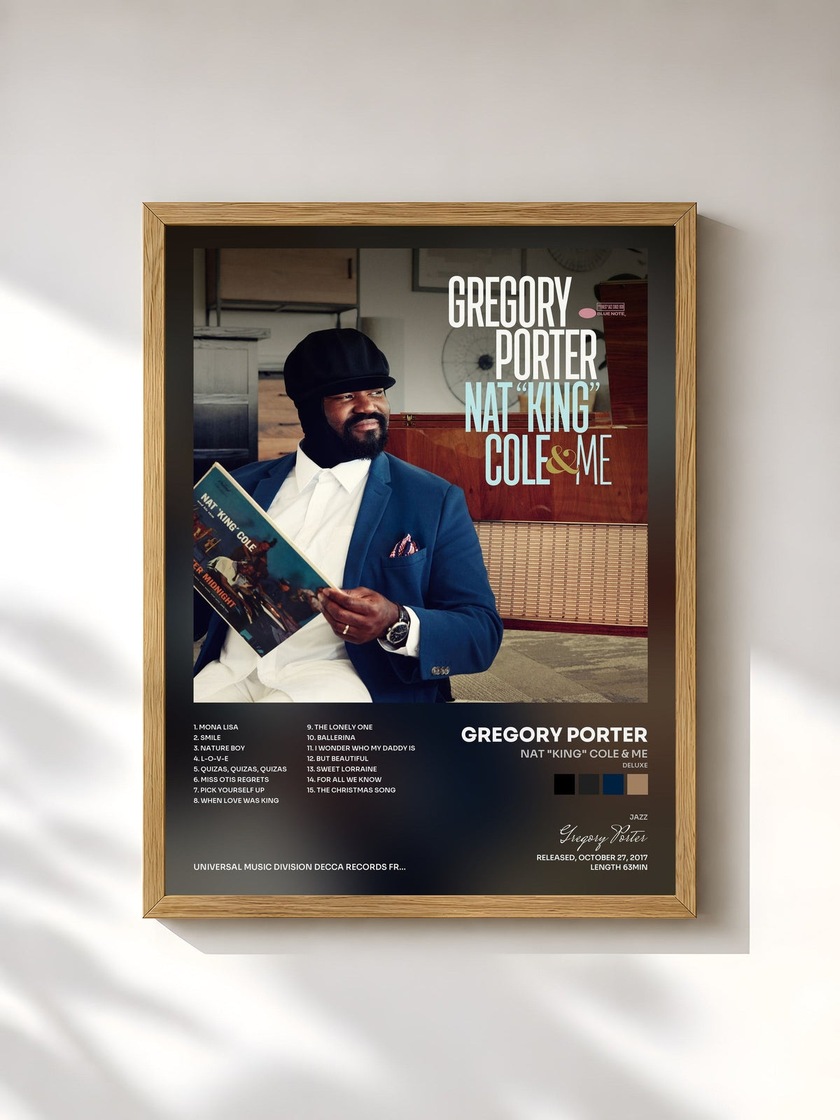 #bois Tableau de l'album Nat "King" Cole & Me (Deluxe) de Gregory Porter, cadre en bois brut, imprimé et encadré en France