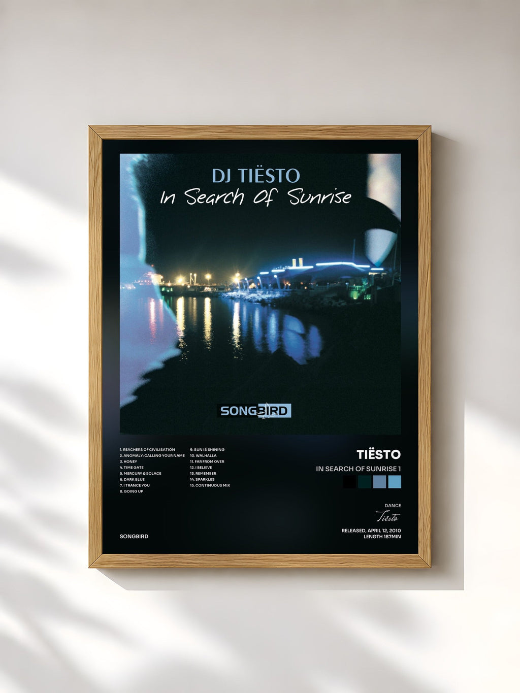 #bois Tableau de l'album In Search Of Sunrise 1 de Tiësto, cadre en bois brut, imprimé et encadré en France