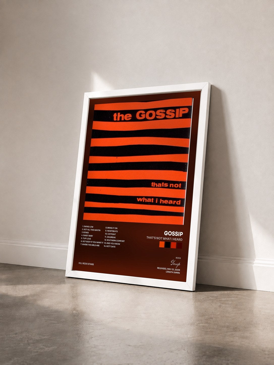 #blanc Tableau de l'album That's Not What I Heard de Gossip vu de trois quarts, cadre blanc