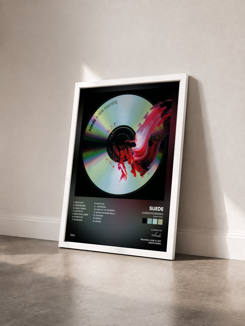 #blanc Tableau de l'album A New Morning (Remastered) de Suede vu de trois quarts, cadre blanc
