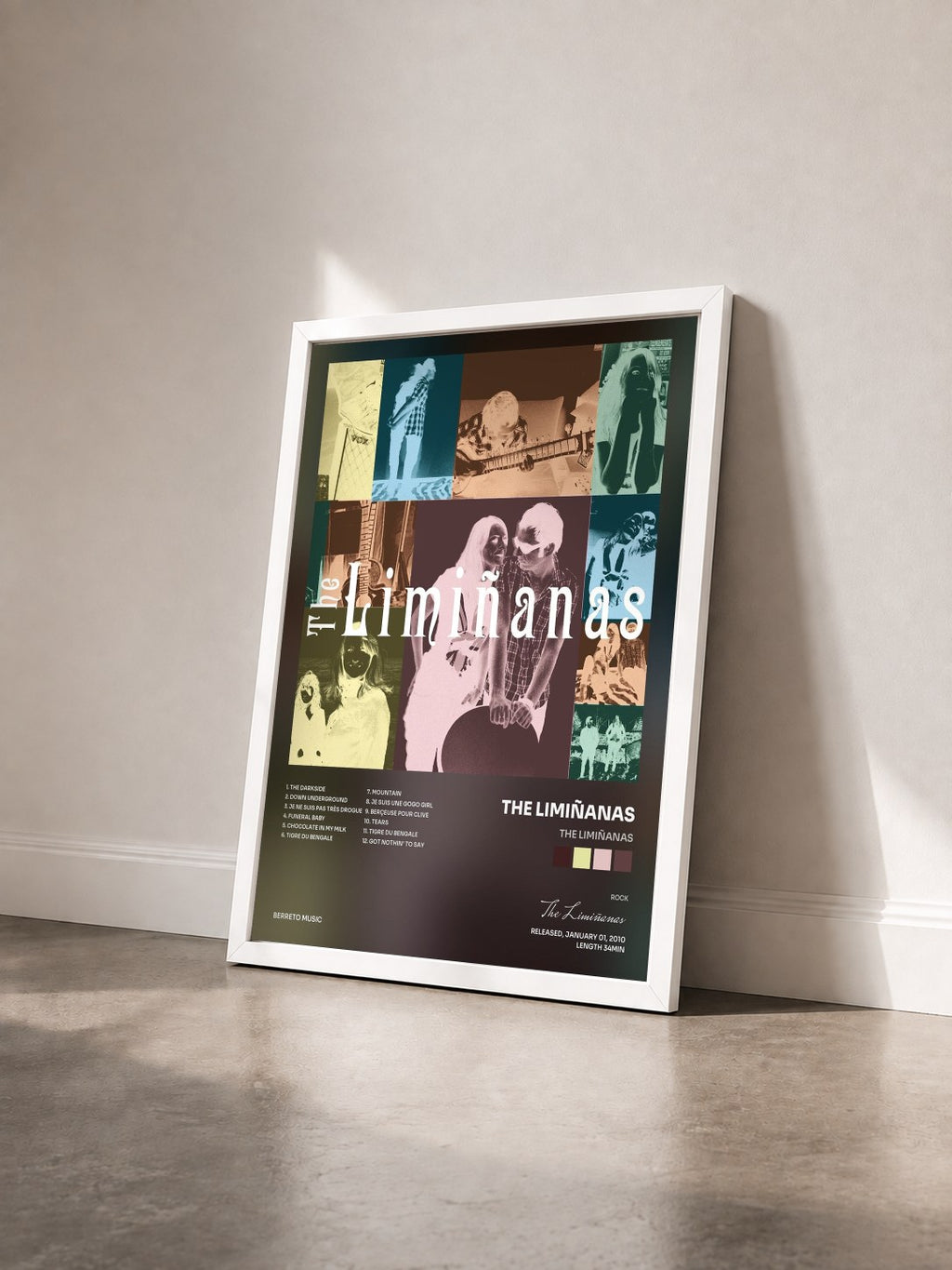 #blanc Tableau de l'album The Limiñanas de The Limiñanas vu de trois quarts, cadre blanc