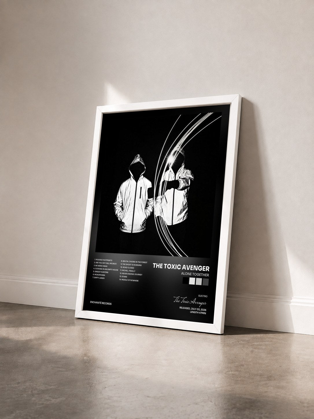 #blanc Tableau de l'album Alone Together de The Toxic Avenger vu de trois quarts, cadre blanc