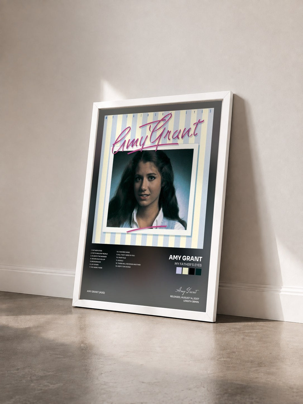 #blanc Tableau de l'album My Father's Eyes de Amy Grant vu de trois quarts, cadre blanc
