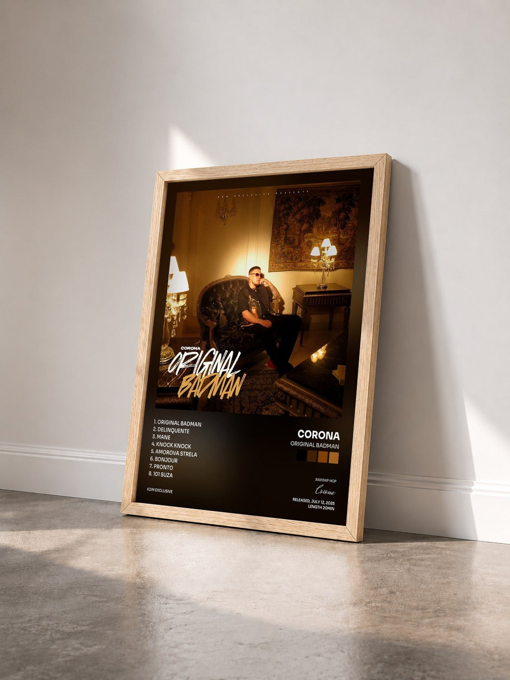 #bois Tableau de l'album Original Badman de Corona vu de trois quarts, cadre en bois brut