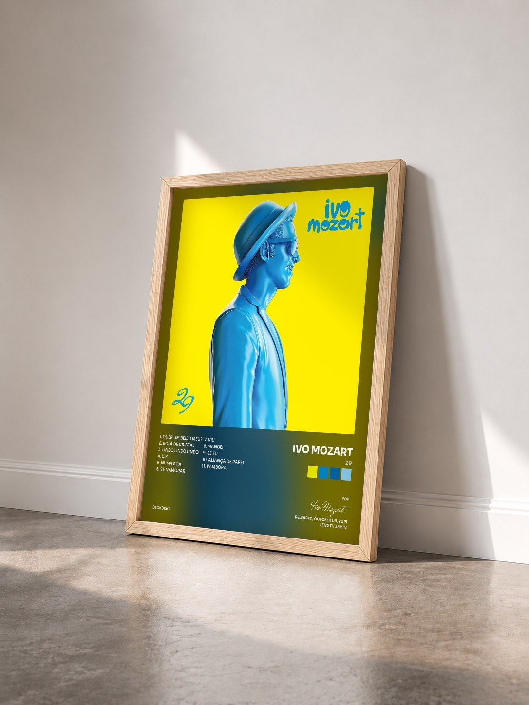 #bois Tableau de l'album 29 de Ivo Mozart vu de trois quarts, cadre en bois brut