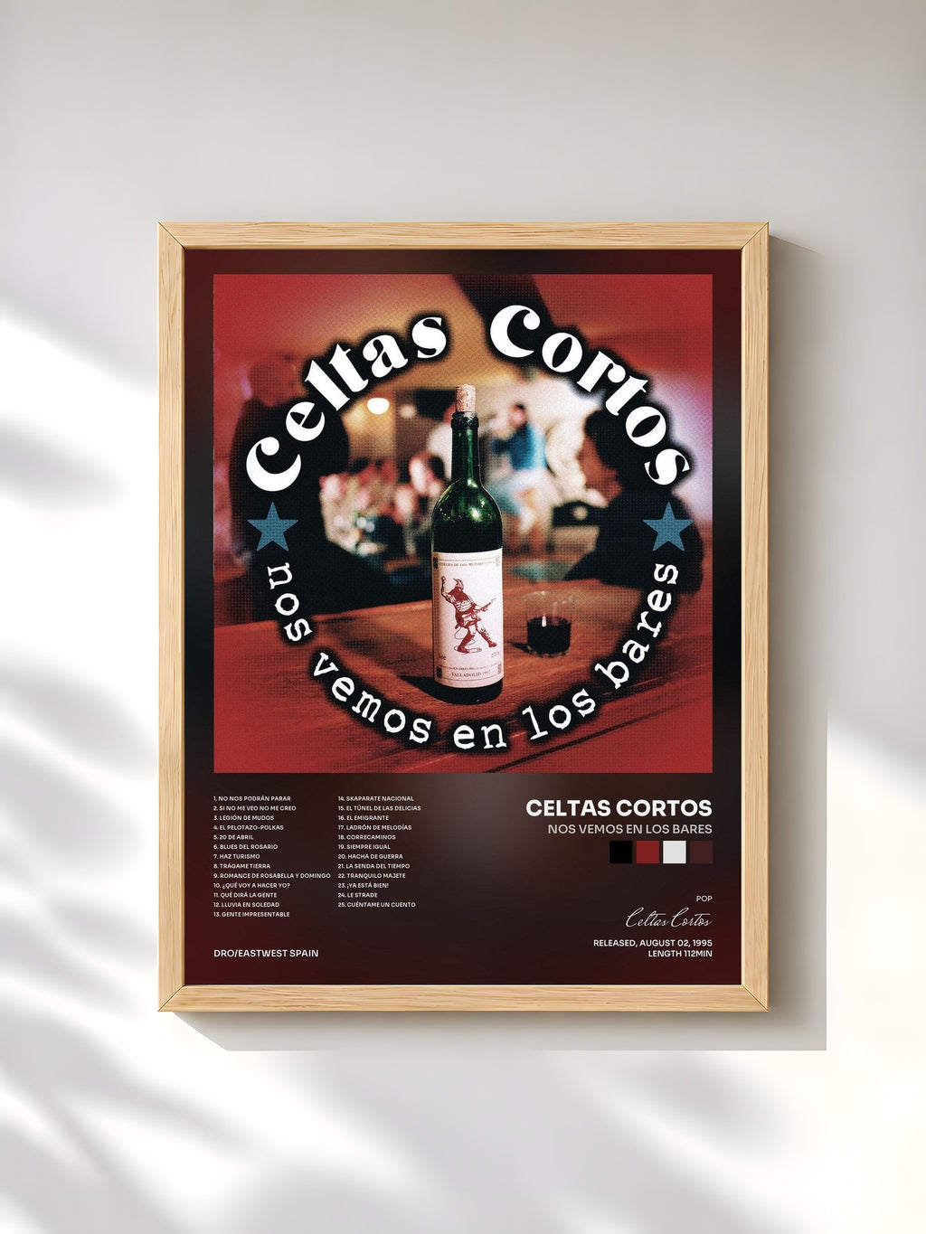 #bois Tableau de l'album Nos Vemos En Los Bares de Celtas Cortos, cadre en bois brut, imprimé et encadré en France